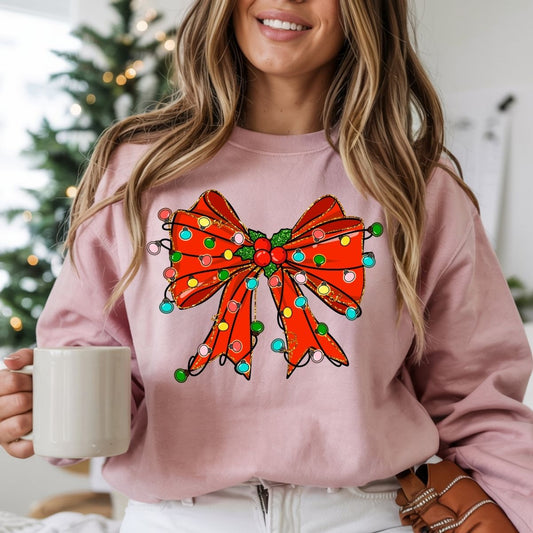 COQUETTE HOLLY LIGHTS BOW - DTF TRANSFER