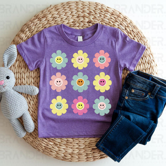 SMILEY FACE FLOWERS - DTF TRANSFER