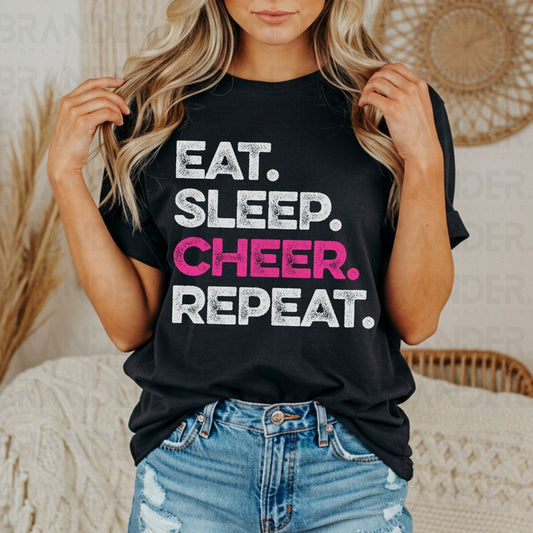 EAT SLEEP CHEER REPEAT - DTF TRANSFER