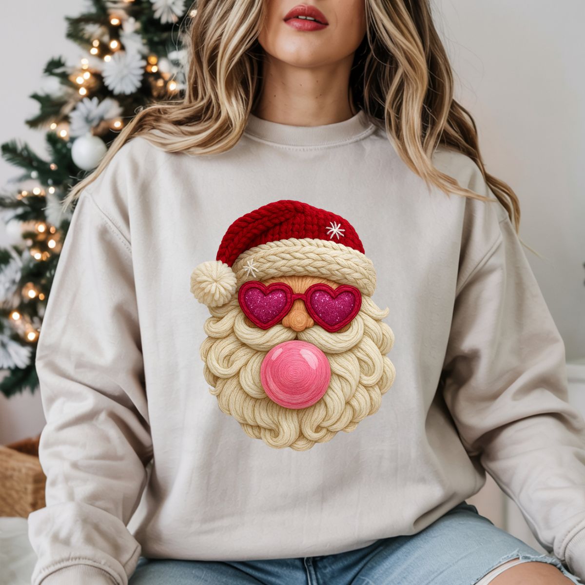 BUBBLEGUM SANTA *FAUX YARN* - DTF TRANSFER
