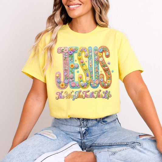 JESUS THE WAY THE TRUTH THE LIFE *FAUX YARN* - DTF TRANSFER