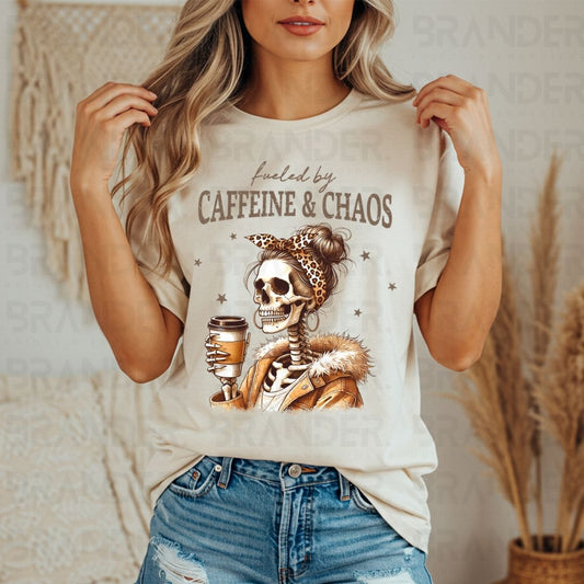 FUELED BY CAFFEINE & CHAOS - DTF TRANSFER