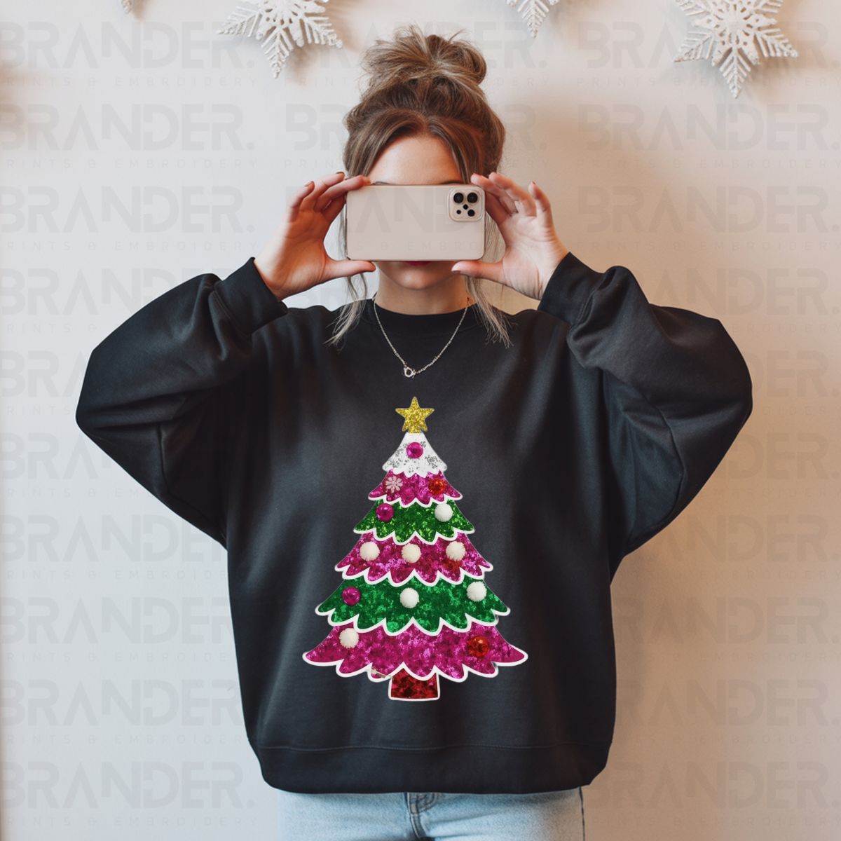 CHRISTMAS TREE *FAUX GLITTER* - DTF TRANSFER