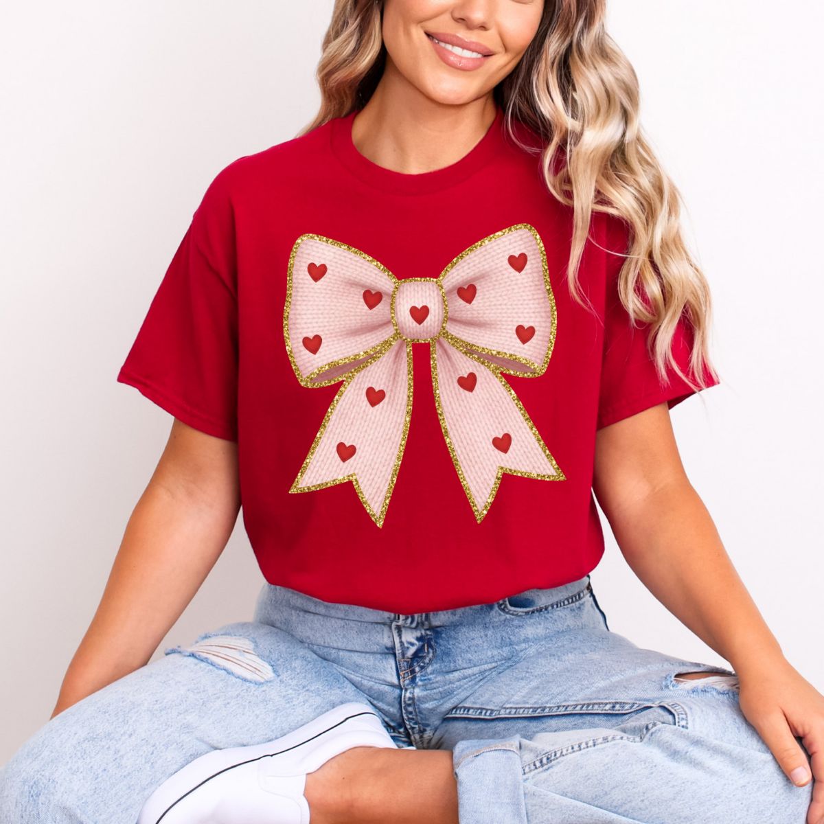 COQUETTE BOW WITH MINI HEARTS - DTF TRANSFER