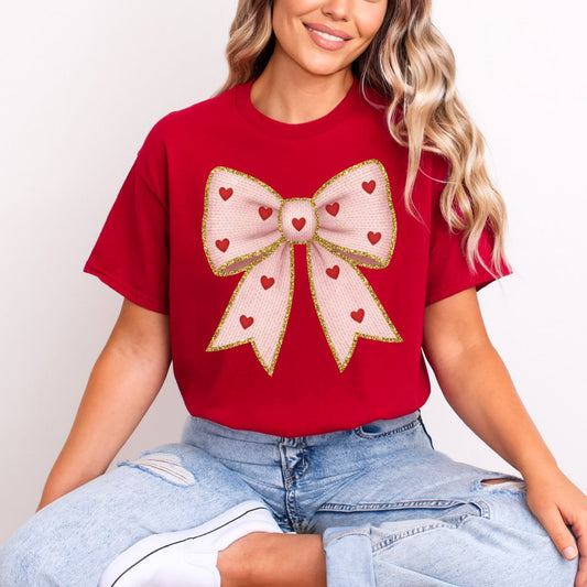 COQUETTE BOW WITH MINI HEARTS - DTF TRANSFER