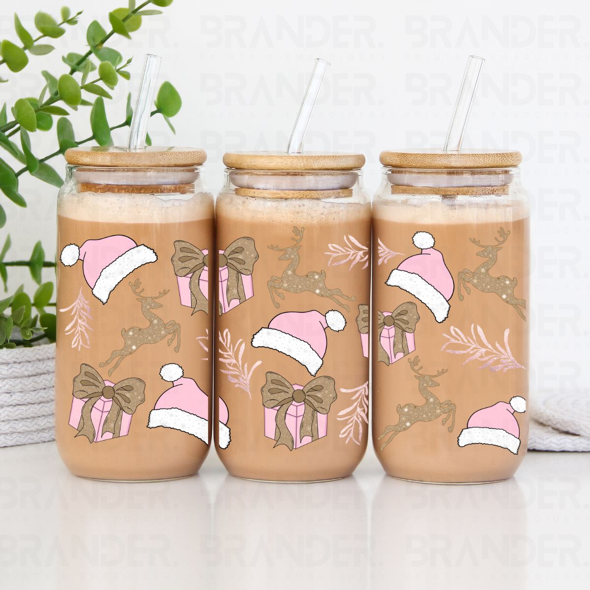 COQUETTE PINK CHRISTMAS DOODLE - 16 OZ - UV DTF