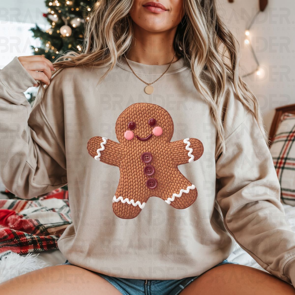 GINGERBREAD MAN *FAUX YARN* - COMPLETED TEE