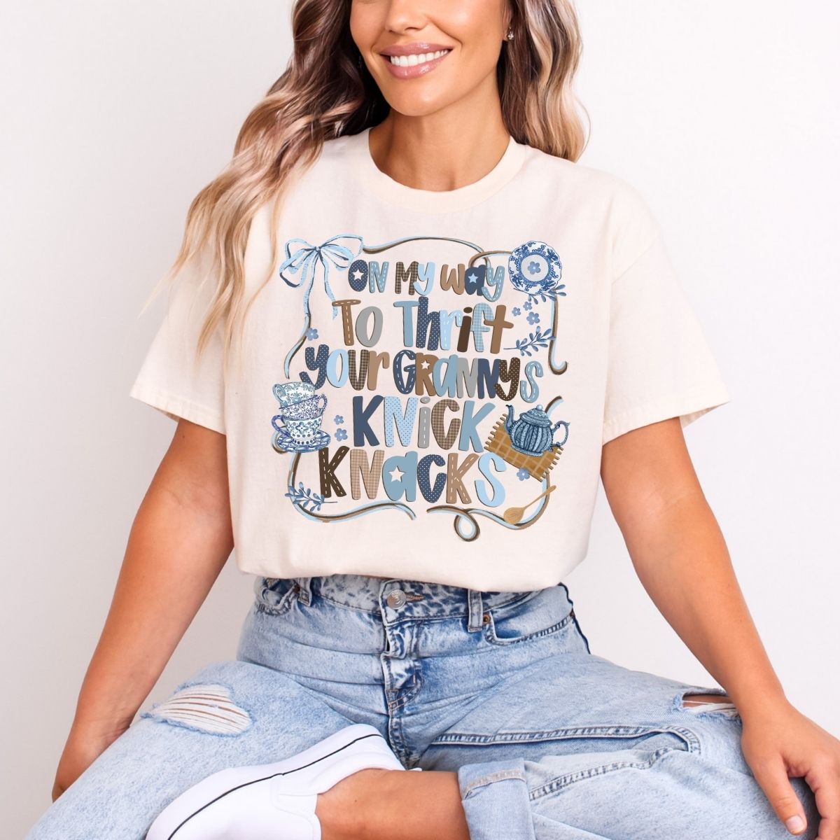COQUETTE ON MY WAY TO THRIFT YOUR GRANNYS KNICK KNACKS - DTF TRANSFER