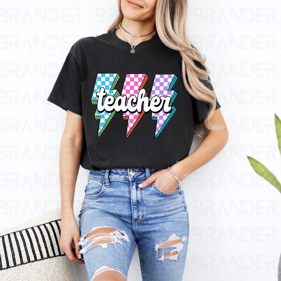 TEACHER LIGHTNING BOLTS - DTF TRANSFER