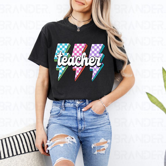 TEACHER LIGHTNING BOLTS - DTF TRANSFER