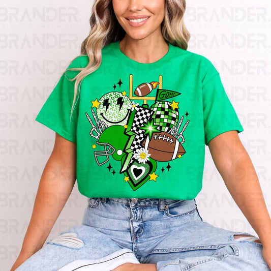 RETRO FOOTBALL *GREEN & BLACK* - DTF TRANSFER