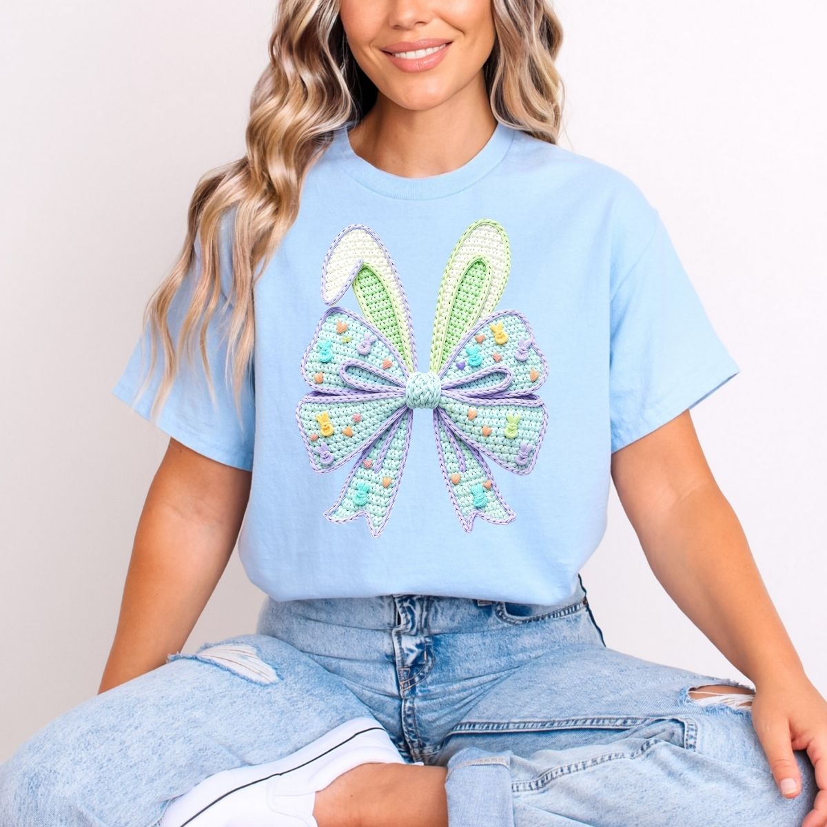 COQUETTE GREEN BUNNY EARS *FAUX YARN* - DTF TRANSFER