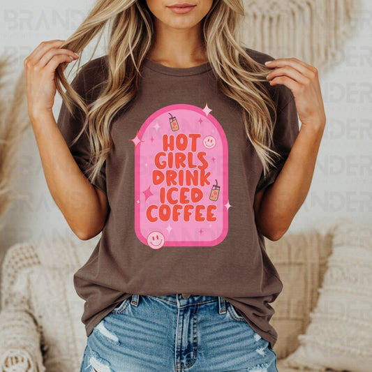 HOT GIRLS DRINK ICED COFFEE - DTF TRANSFER