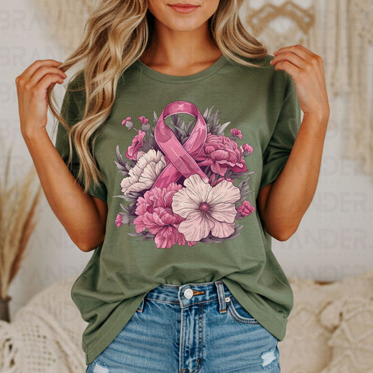 FLORAL BREAST CANCER AWARENESS - DTF TRANSFER