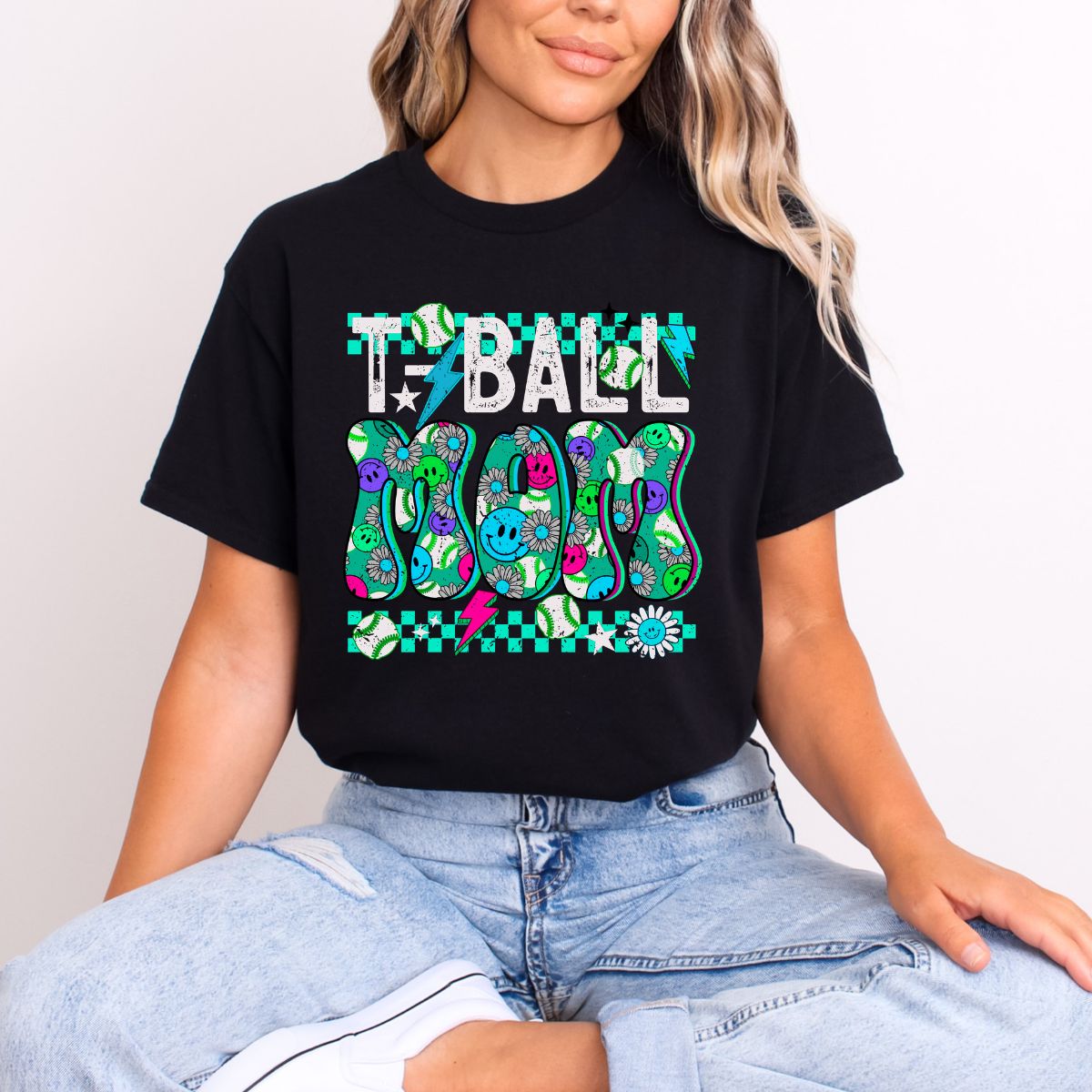 T-BALL MOM BLUE GREEN - DTF TRANSFER