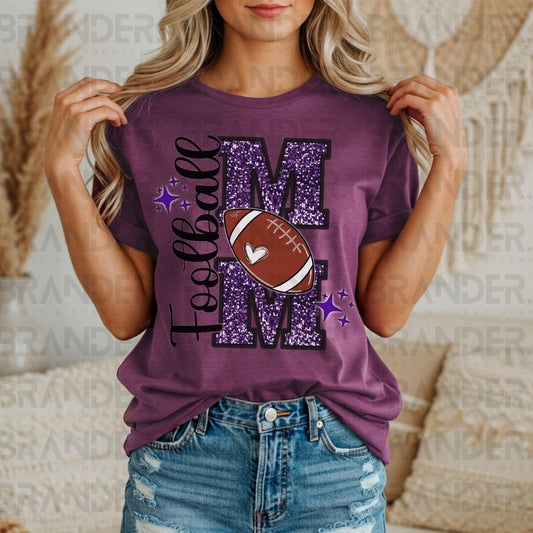 FOOTBALL MOM *PURPLE W/FAUX SEQUIN* - DTF TRANSFER