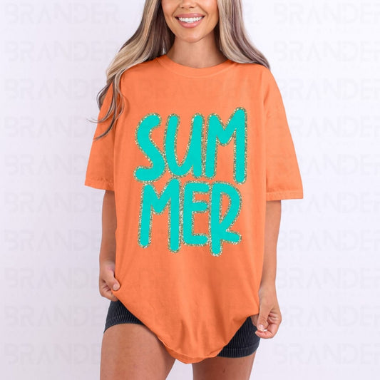 SUMMER - *FAUX GLITTER* - DTF TRANSFER