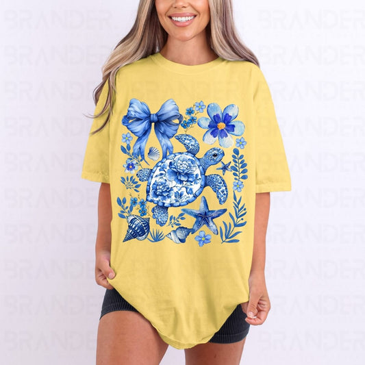COQUETTE FLORAL SEA TURTLE - DTF TRANSFER