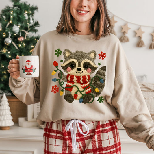 CHRISTMAS RACOON *FAUX YARN* - DTF TRANSFER