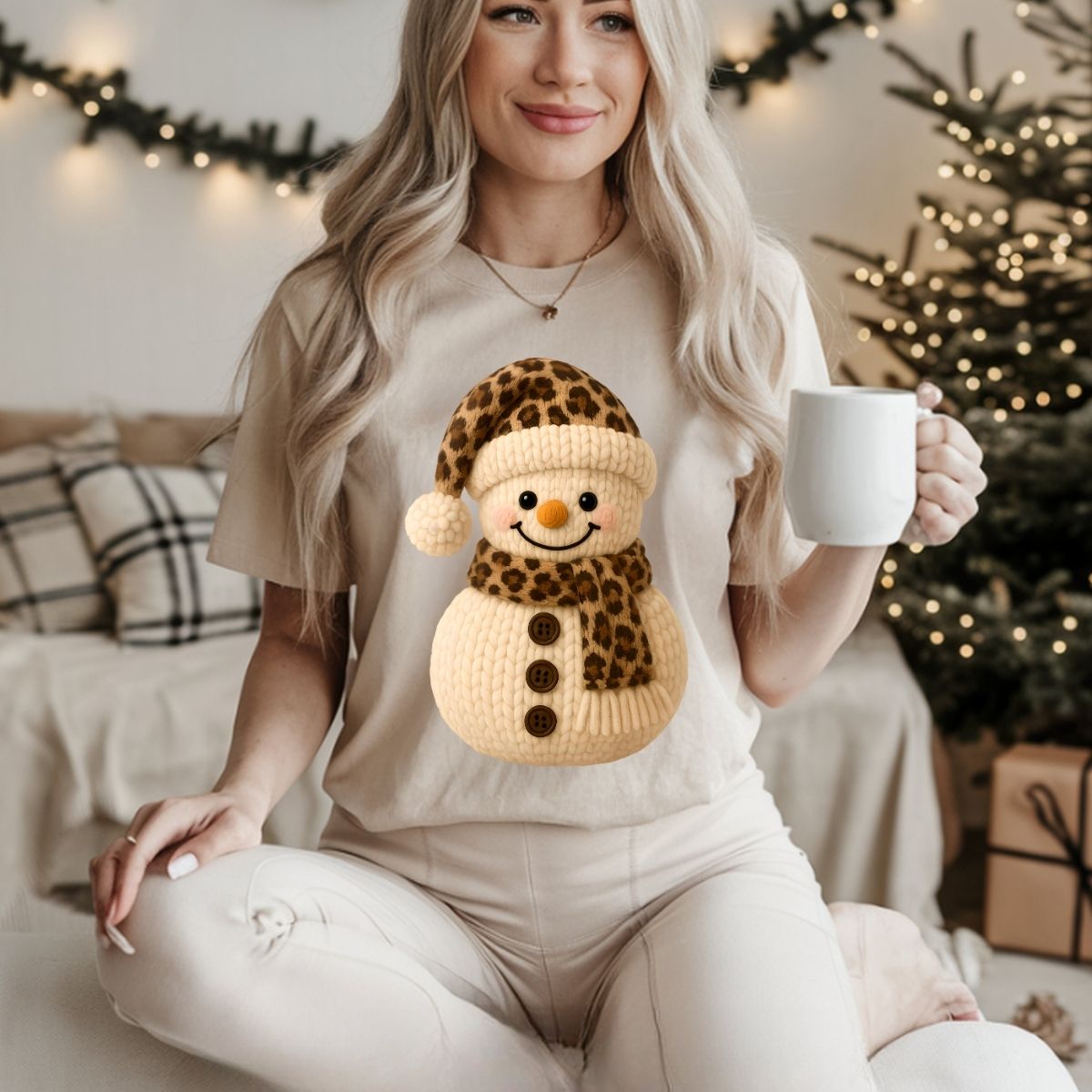 ANIMAL PRINT SNOWMAN *FAUX YARN* - DTF TRANSFER