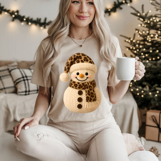 ANIMAL PRINT SNOWMAN *FAUX YARN* - DTF TRANSFER