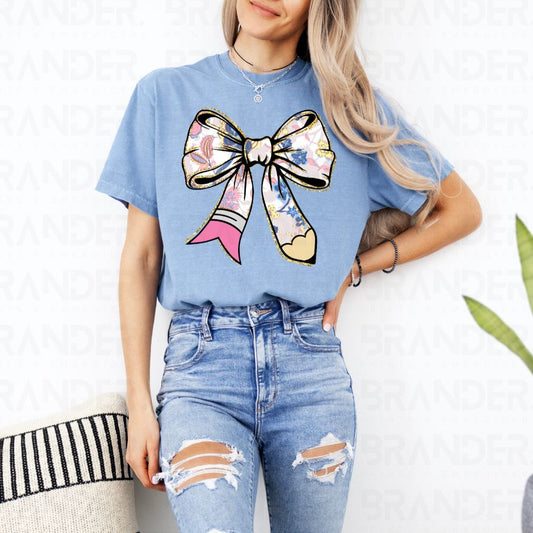 COQUETTE FLORAL PENCIL BOW - DTF TRANSFER