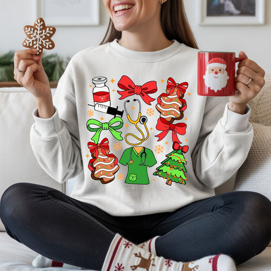 COQUETTE NURSE CHRISTMAS DOODLE - DTF TRANSFER