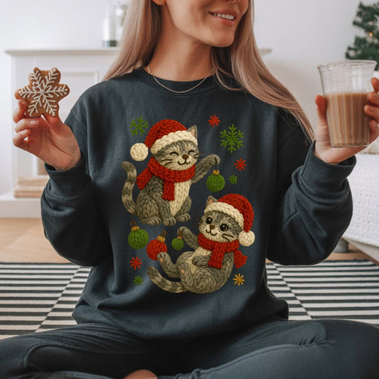 CHRISTMAS CATS *FAUX YARN* - DTF TRANSFER