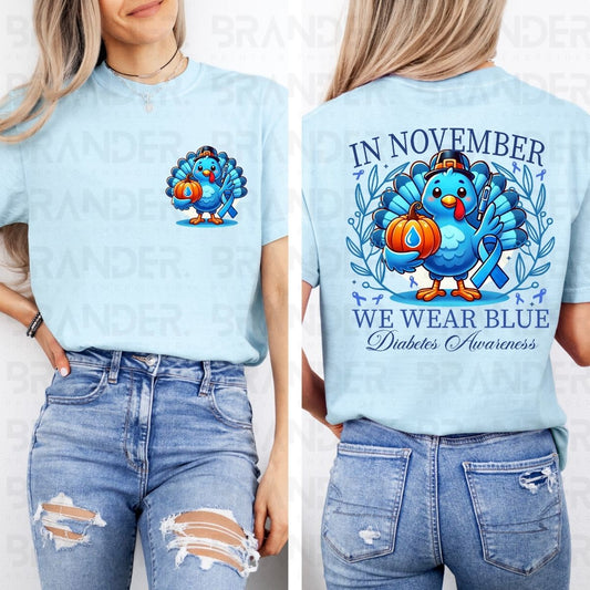 IN NOVEMBER WE WEARE BLUE - FRONT+BACK - DTF TRANSFER