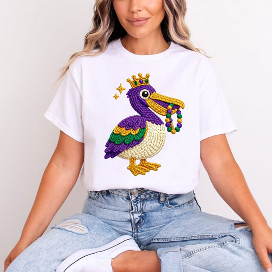 MARDI GRAS PELICAN *FAUX YARN* - DTF TRANSFER