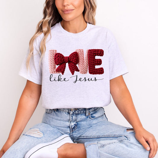 COQUETTE LOVE LIKE JESUS *FAUX YARN* - DTF TRANSFER