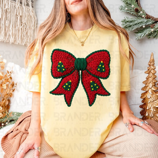 COQUETTE CHRISTMAS BOW *FAUX YARN* - DTF TRANSFER