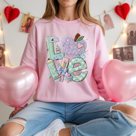 COQUETTE LOVE SCHOOL SUPPLIES *FAUX YARN* - DTF TRANSFER