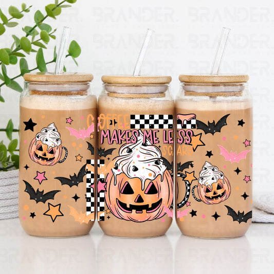 COFFEE MAKES ME LESS SCARY - 16 OZ - UV DTF