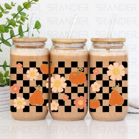 CHECKERED FALL DOODLE - 16 OZ - UVDTF