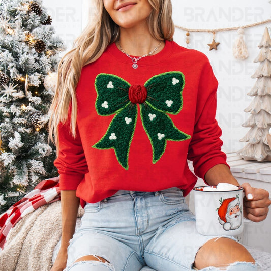 COQUETTE CHRISTMAS BOW *FAUX YARN* - DTF TRANSFER
