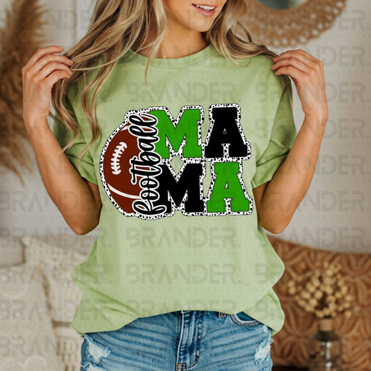 FOOTBALL MAMA *GREEN & BLACK* - DTF TRANSFER