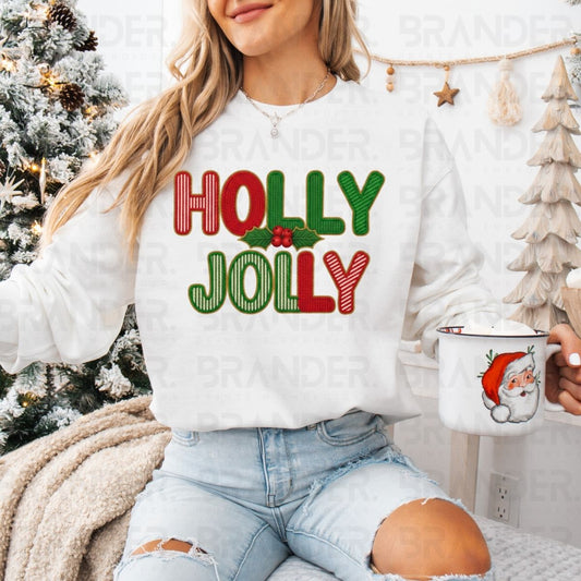 HOLLY JOLLY  *FAUX YARN* - DTF TRANSFER