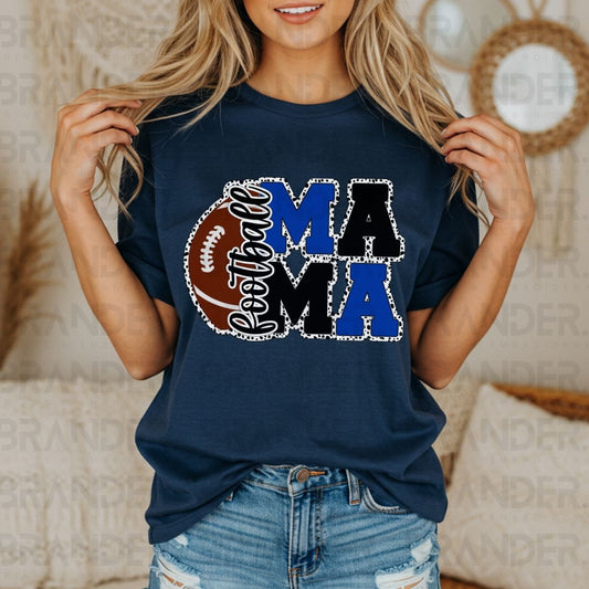 FOOTBALL MAMA *BLUE & BLACK* - DTF TRANSFER