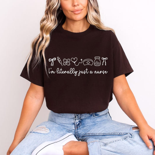 COQUETTE IM LITERALLY JUST A NURSE *WHITE TEXT* - DTF TRANSFER