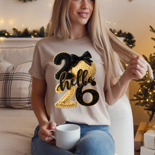 COQUETTE HELLO 2026 *FAUX YARN* - DTF TRANSFER