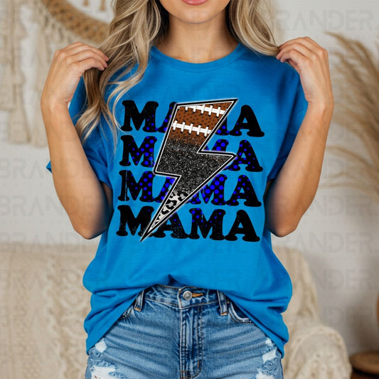FOOTBALL MAMA *BLUE & BLACK* - DTF TRANSFER