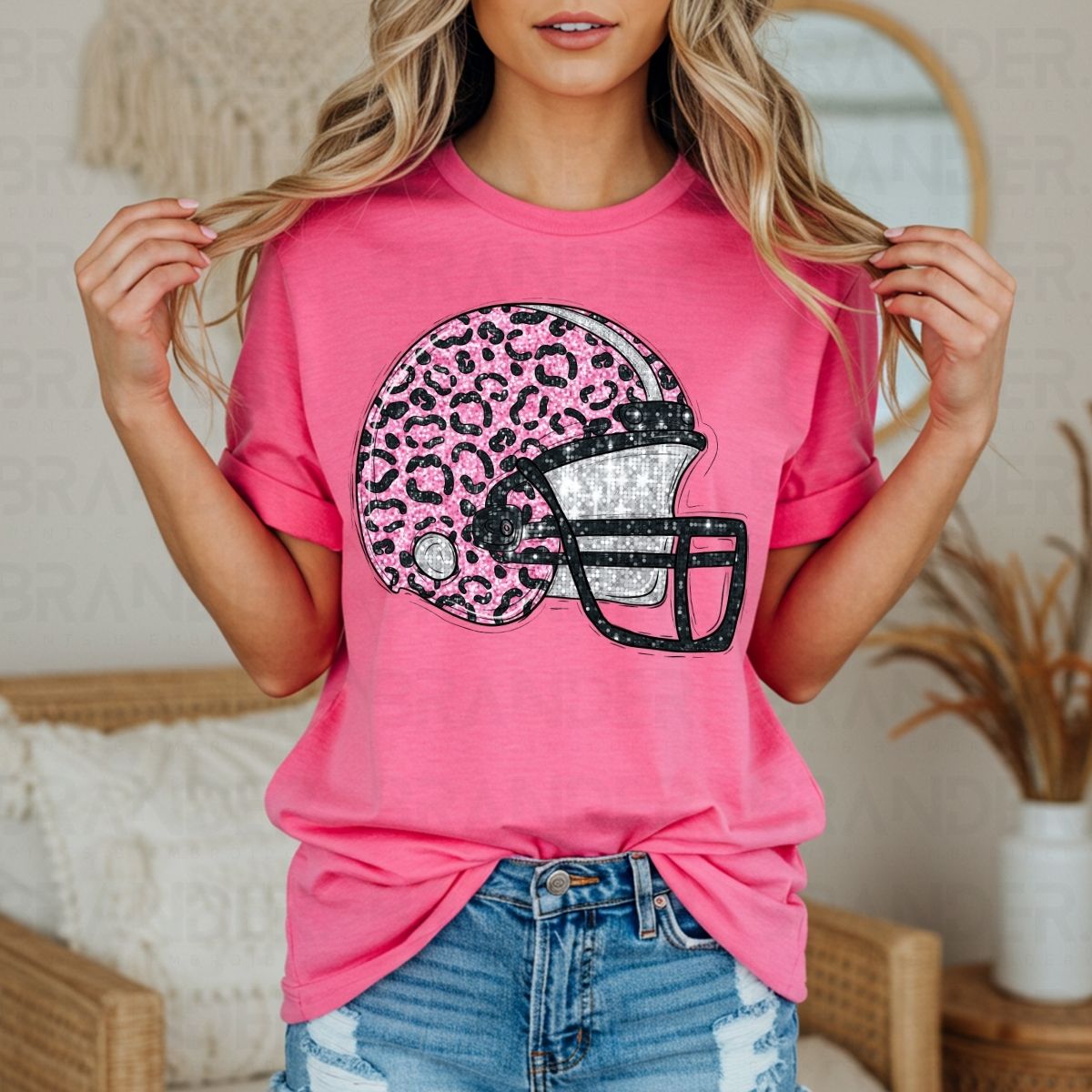 FOOTBALL HELMET *FAUX GLITTER* - DTF TRANSFER
