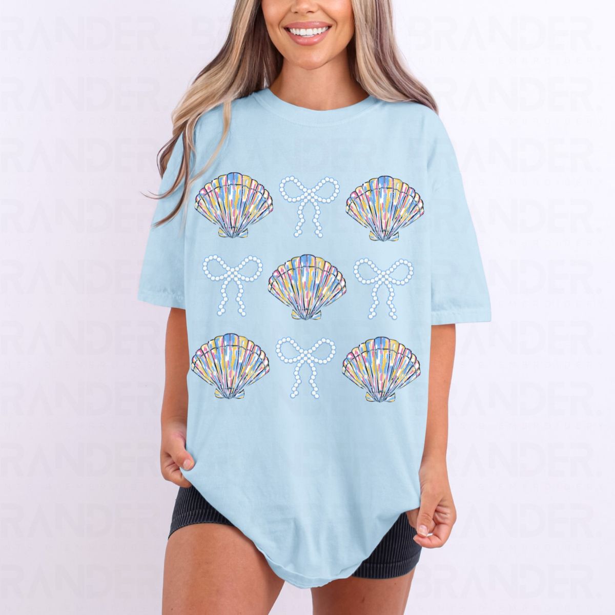 COQUETTE CLAMS AND PEARL BOWS GRID - DTF TRANSFER