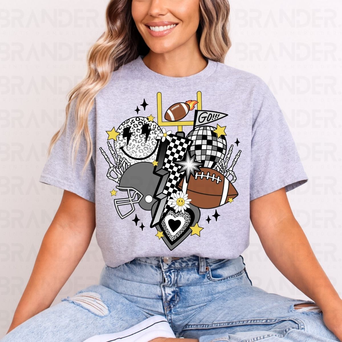 RETRO FOOTBALL *GRAY & BLACK* - DTF TRANSFER