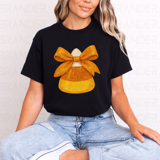 COQUETTE CANDY CORN *FAUX GLITTER* - COMPLETED TEE