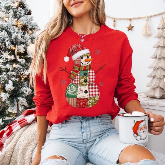 PATCHWORK SNOWMAN - DTF TRANSFER
