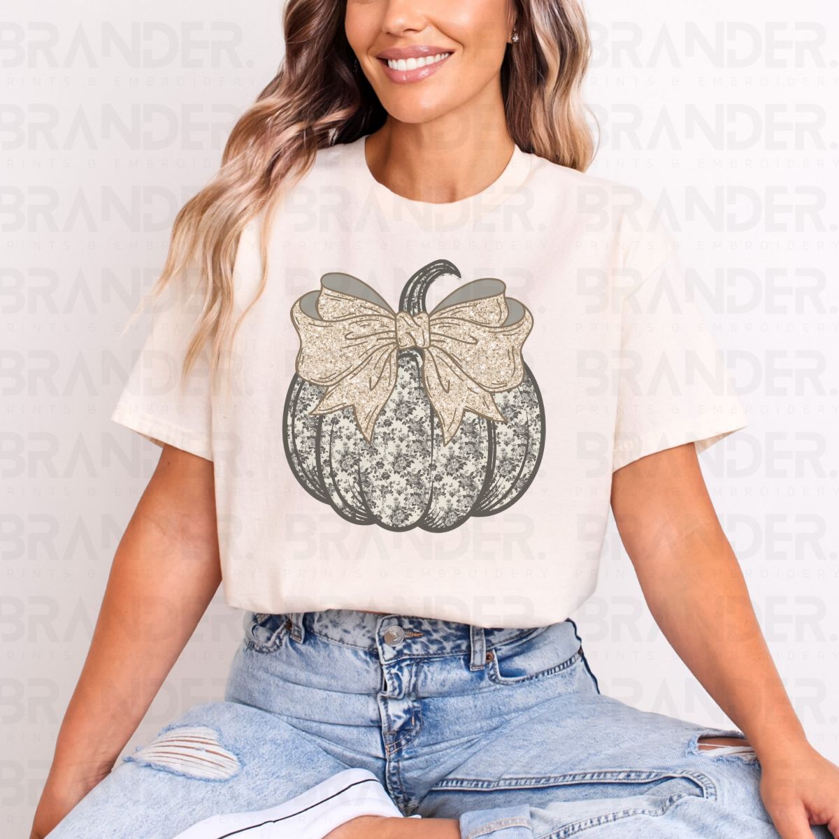 COQUETTE GRAY FLORAL PUMPKIN - DTF TRANSFER