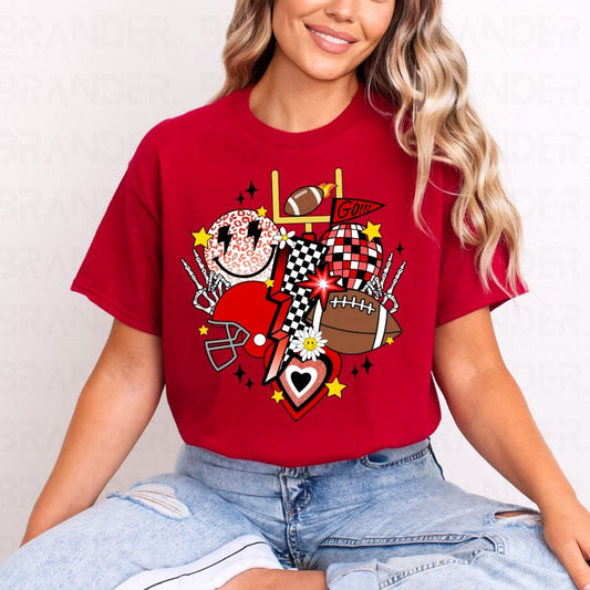 RETRO FOOTBALL *RED & BLACK* - DTF TRANSFER