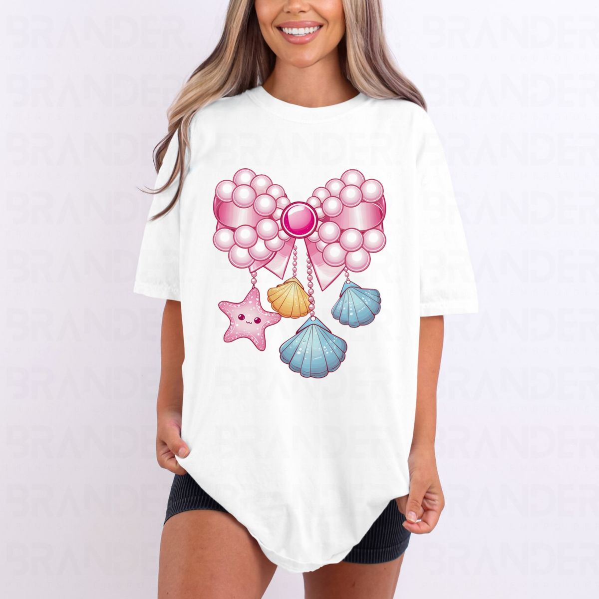COQUETTE STAR FISH & CLAMS PEARL BOW - DTF TRANSFER